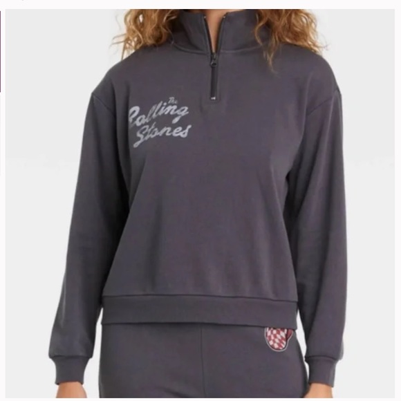 NEW Rolling Stones graphic 1/4 zip sweatshirt unisex - Picture 2 of 7